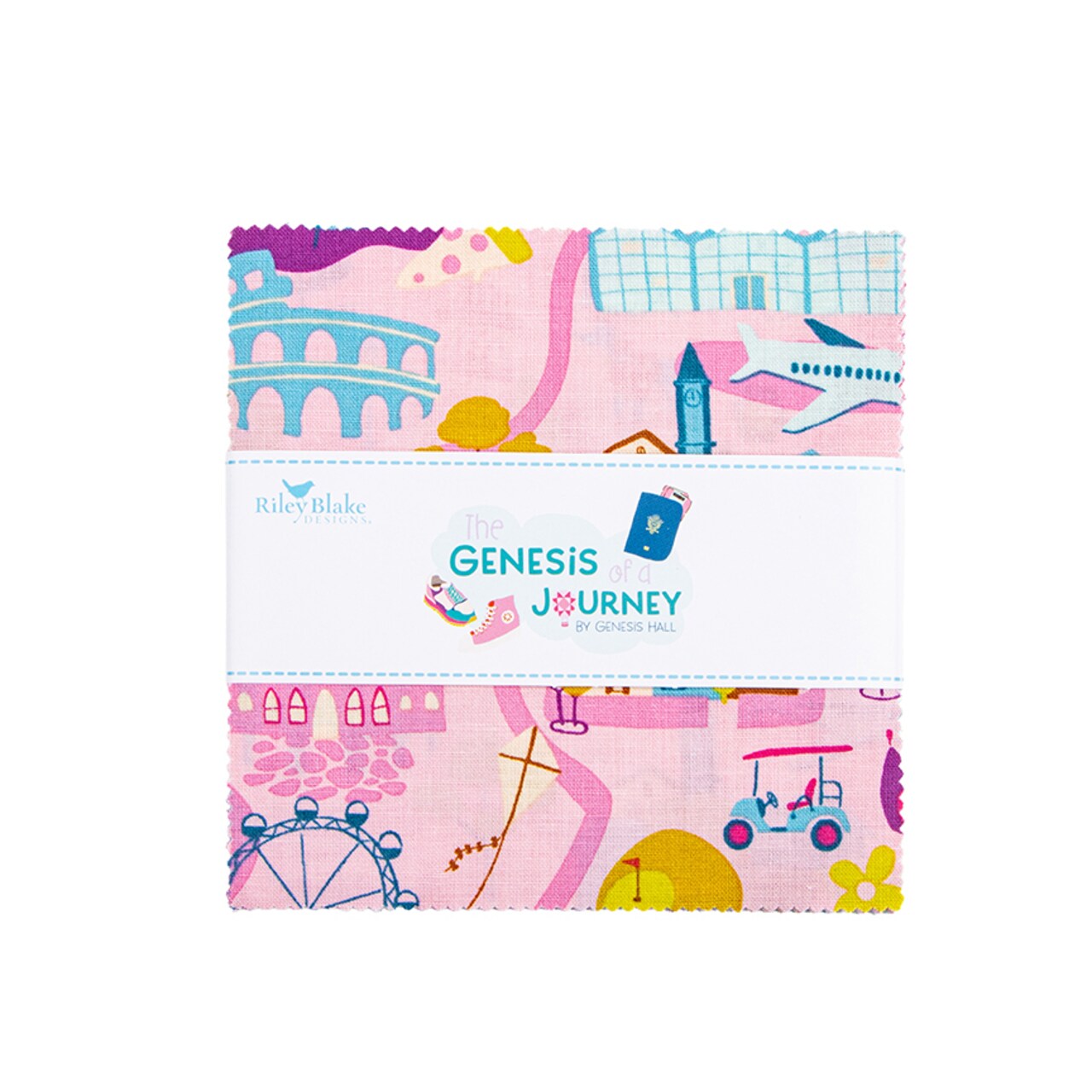 The Genesis of a Journey 5" Square Pack (Charm Pack / 5" Stacker) by Genesis Hall for Riley Blake (5-16930-42)